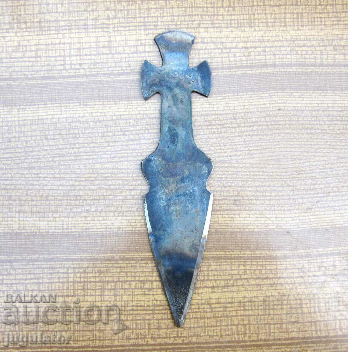old Bulgarian Revival religious prosphora cross knife