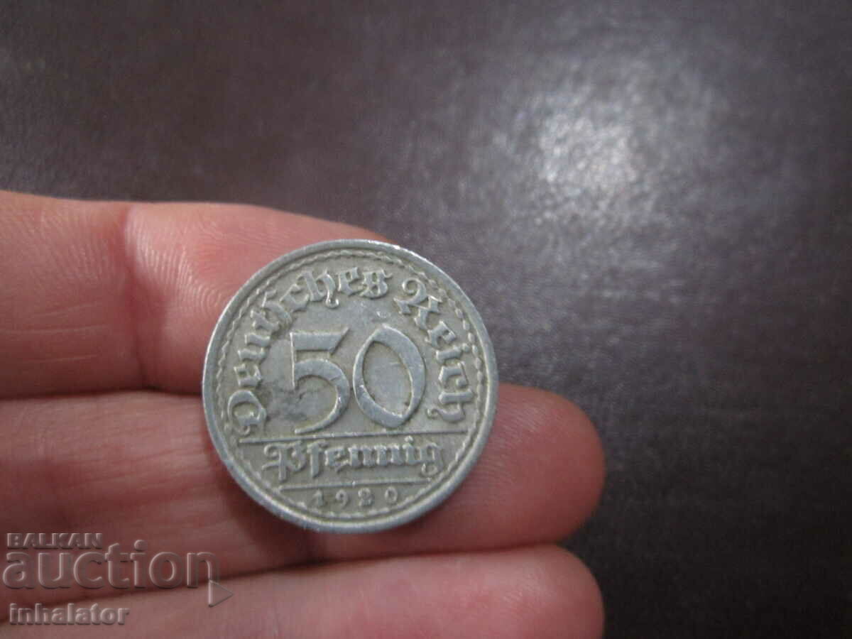 1920 year 50 pfennig Germany letter - Aluminum - F