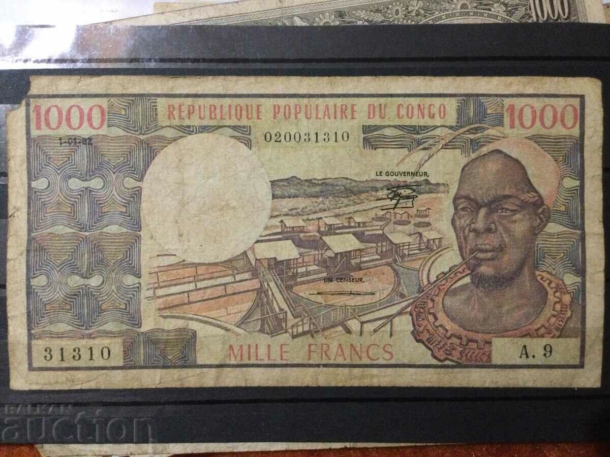 Congo 1000 de franci Africa Centrală Franceză
