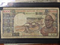 Congo 1000 de franci Africa Centrală Franceză