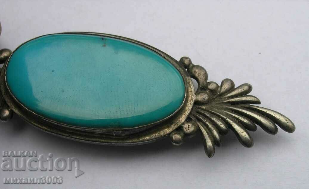925 SILVER BROOCH WITH TURQUOISE - 5 925 SILVER BROOCH WITH TURQUOISE - 5