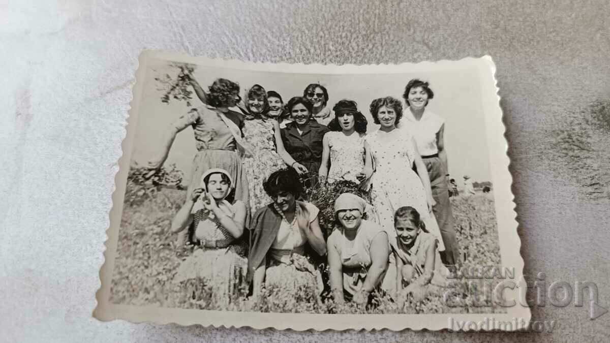 Снимка Млади жени на поляна с цветя