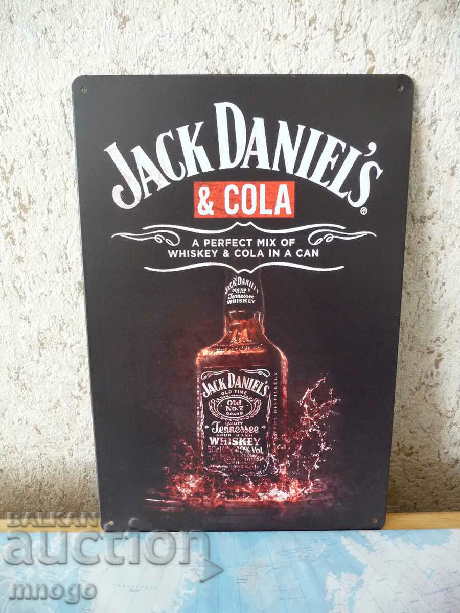 Placă metalică Jack Daniel's cola whisky și mașină Jack Daniels