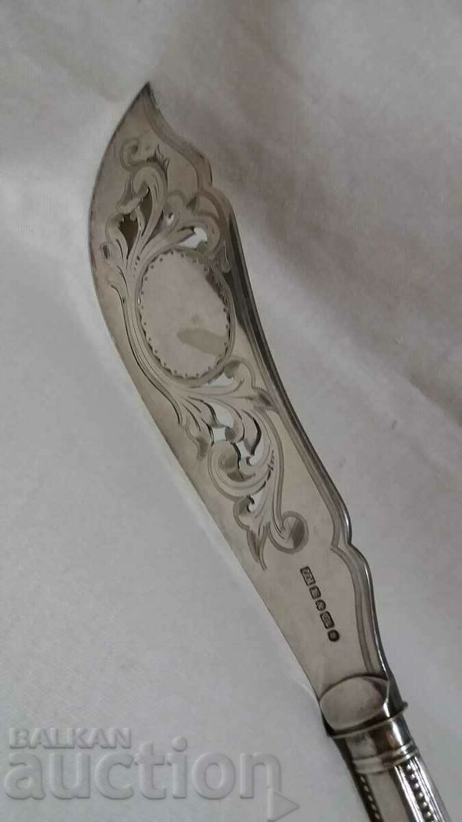 Antique silver handle cake pie dish - 5