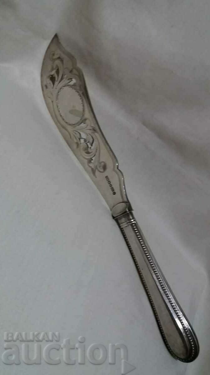 Antique silver handle cake pie dish - 6