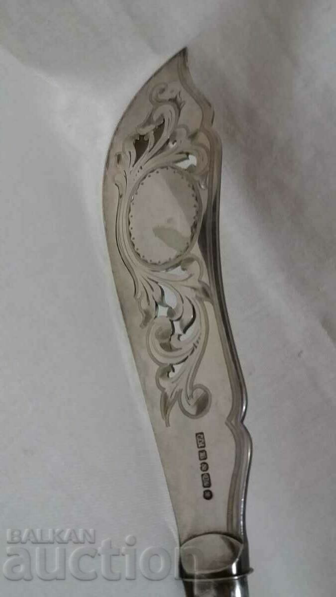 Antique silver handle cake pie dish - 7