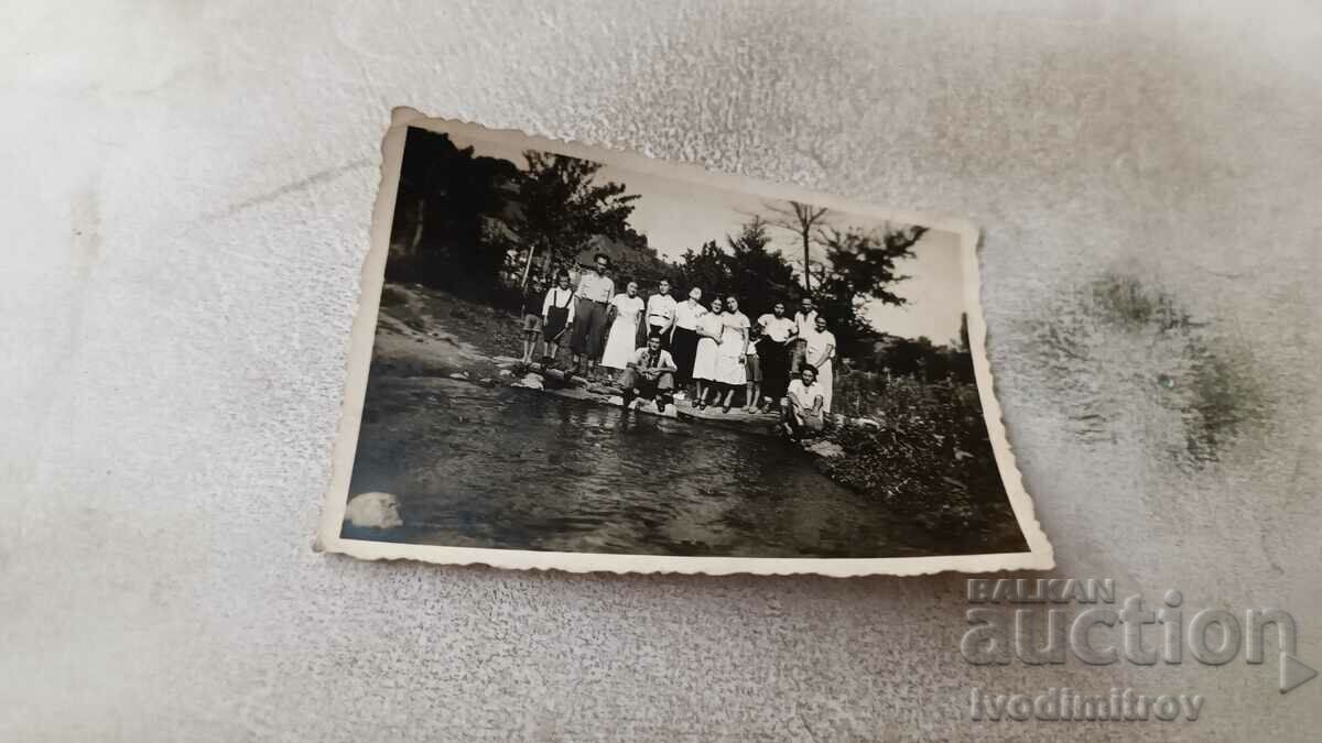 Photo Studena Men, women and children along the reservoir 1935