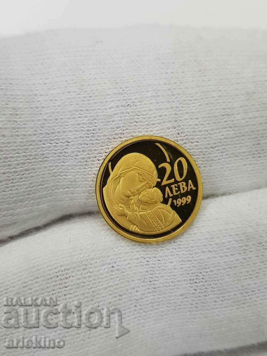 Златна юбилейна монета 20 лв. 1999 г. Богородица