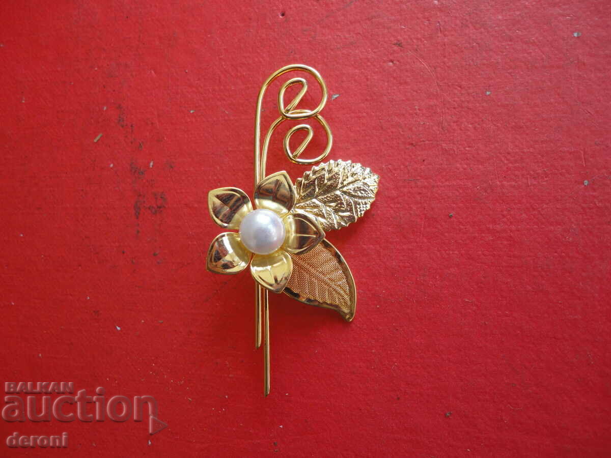 Υπέροχη επιχρυσωμένη καρφίτσα με μαργαριτάρι - 5 Υπέροχη επιχρυσωμένη καρφίτσα με μαργαριτάρι - 5