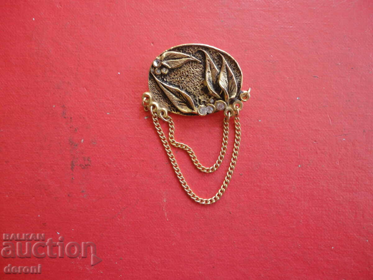 German gold plated brooch with stones - 7 German gold plated brooch with stones - 7