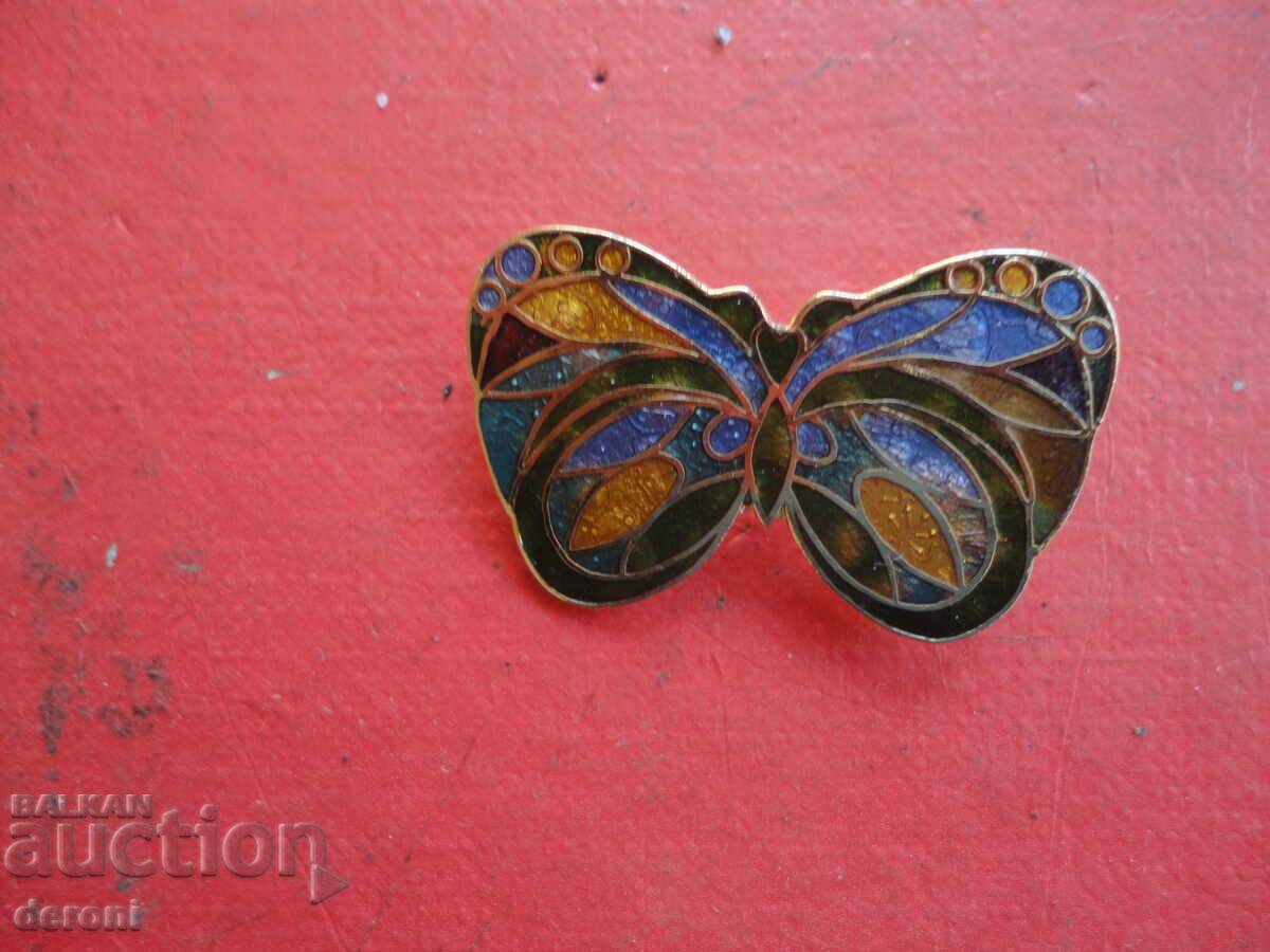 Auction Unique gold plated enamel brooch Auction Unique gold plated enamel brooch