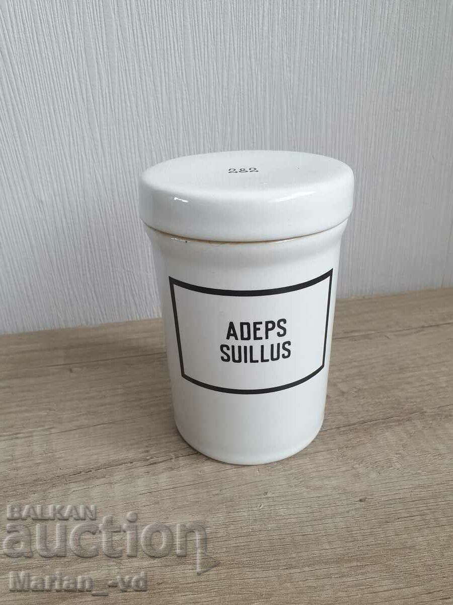 Old porcelain apothecary jar with price 100.00 BGN | € 51.13 Old porcelain apothecary jar with price 100.00 BGN | € 51.13