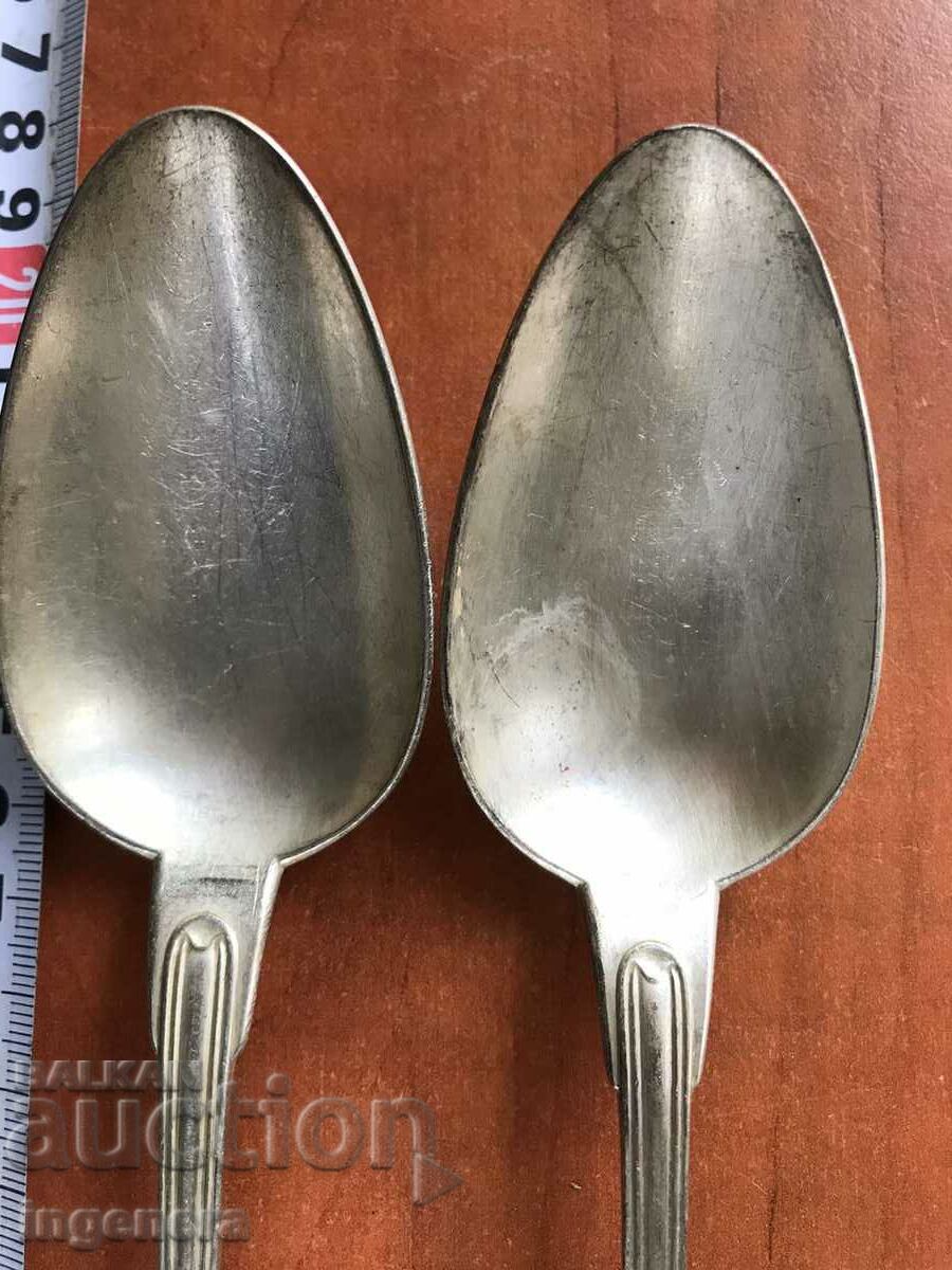 SPOON DEEP SILVER PLATED ANTIQUE-MARKING-CHRISTOFLE-2PCS - 5 SPOON DEEP SILVER PLATED ANTIQUE-MARKING-CHRISTOFLE-2PCS - 5