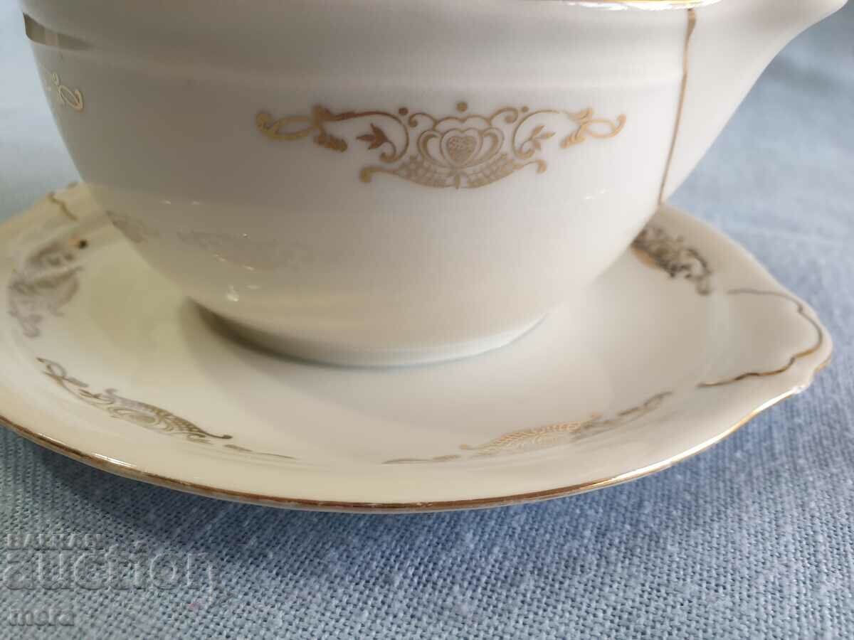 Porcelain saucer 1946-1949 with price 12.00 BGN | € 6.14 Porcelain saucer 1946-1949 with price 12.00 BGN | € 6.14