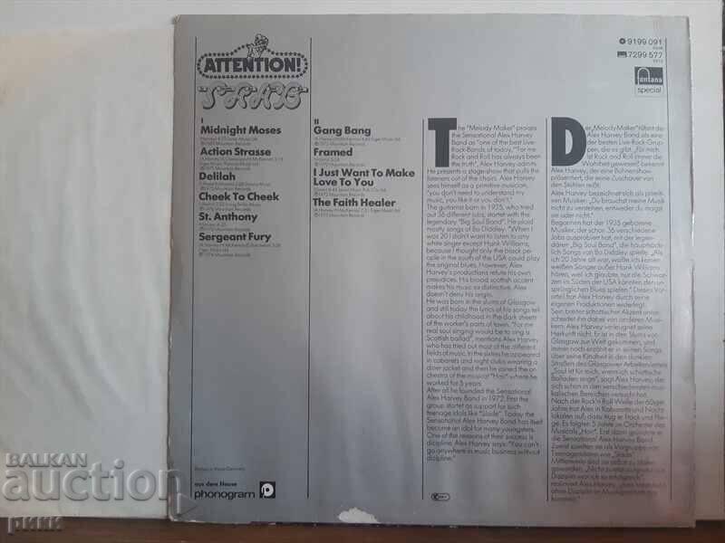 The Sensational Alex Harvey Band ‎– Attention! 1977 with price 18.00 BGN | € 9.20