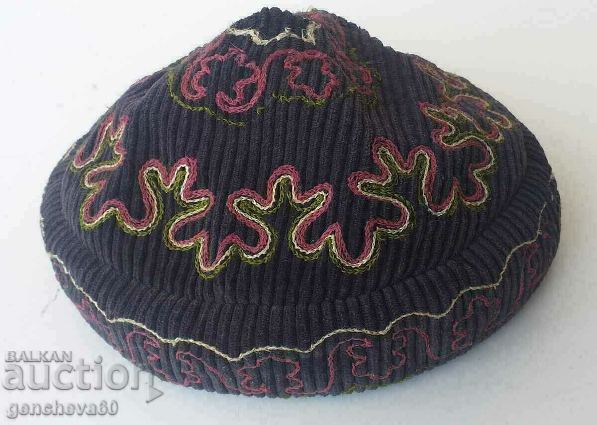Παραδοσιακό καπέλο, σκουφάκι, tweedeika με κέντημα