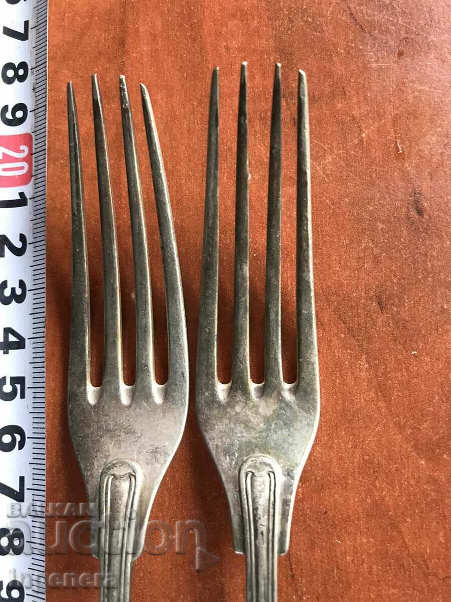 FORK MASSIVE SILVER PLATED SILVER MARKING-2 PCS - 7 FORK MASSIVE SILVER PLATED SILVER MARKING-2 PCS - 7