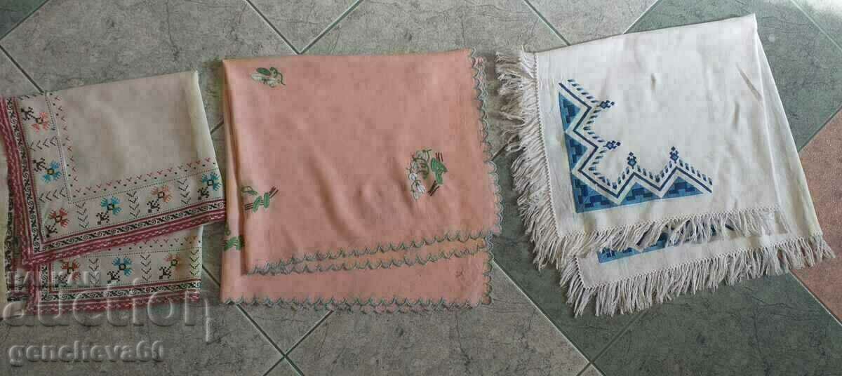 Various vintage check hand embroidery