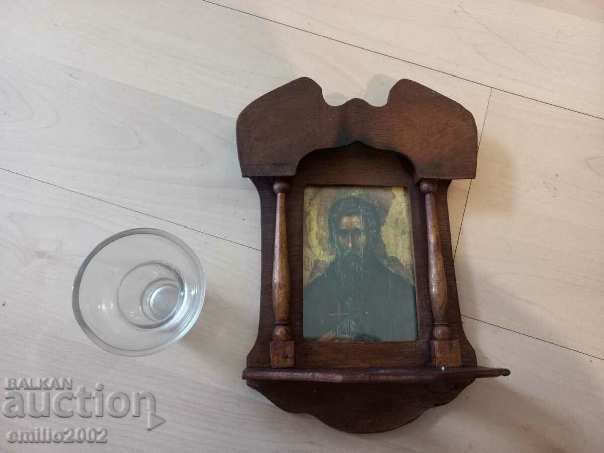 Old icon with lamp of St. Ivan of Rila
