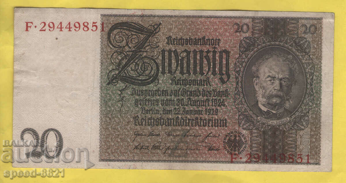 1929 Bancnotă de 20 de mărci Germania