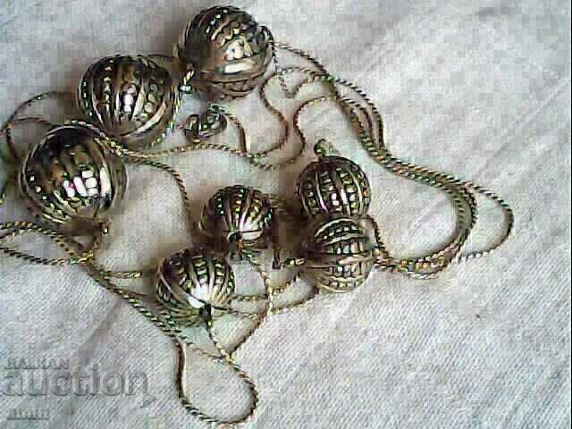 2br stari posrebreni kolieta 20 vek 5reda 100gr atopki28gr - 6