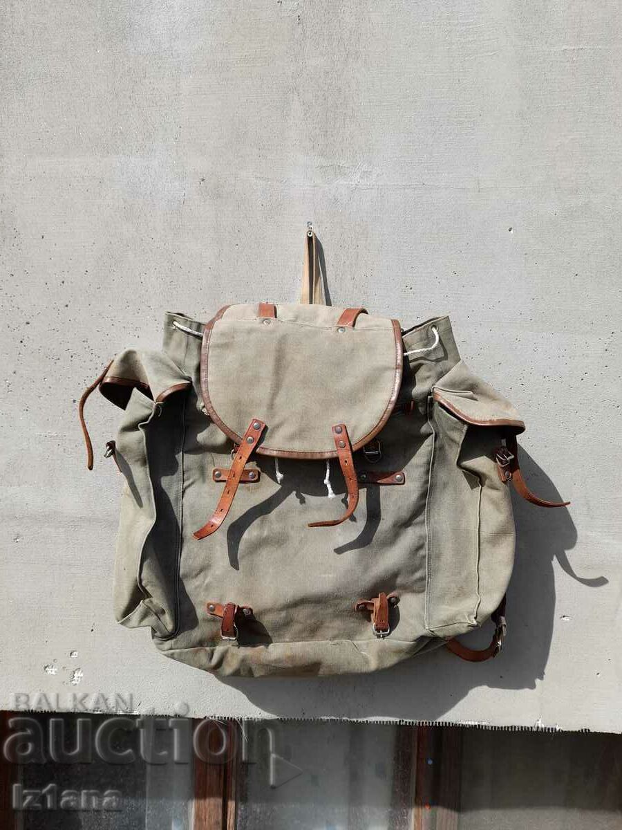 Old tarpaulin backpack