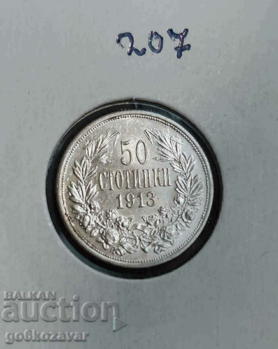 Bulgaria 50 cent 1913 silver. Quality!