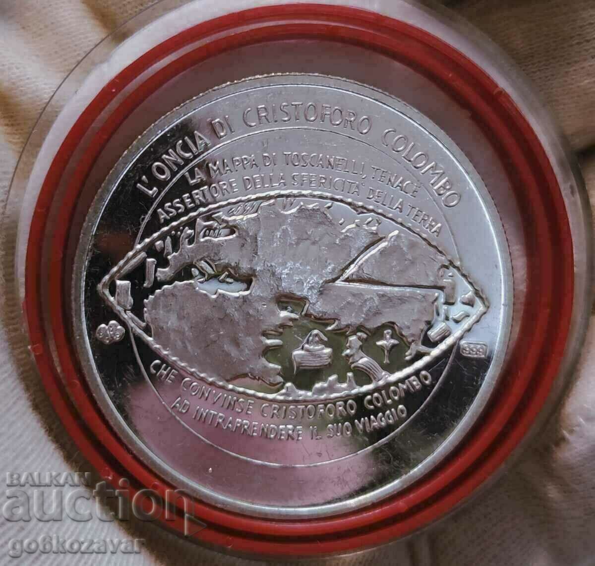 Сребърен медал Христофор Колумб 1,Oz 999.9 - 31,1гр с цена 139.00 лв. | € 71.07 Сребърен медал Христофор Колумб 1,Oz 999.9 - 31,1гр с цена 139.00 лв. | € 71.07