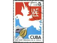 Kлеймована марка Съюз на писателите и художниците 1986 Куба