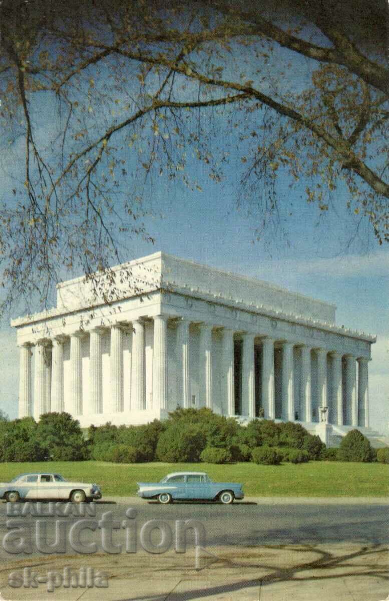 Стара картичка - Вашингтон, мемориал Линколн - лимузини