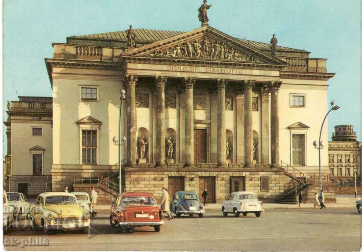 Old postcard - Berlin, car Wartburg