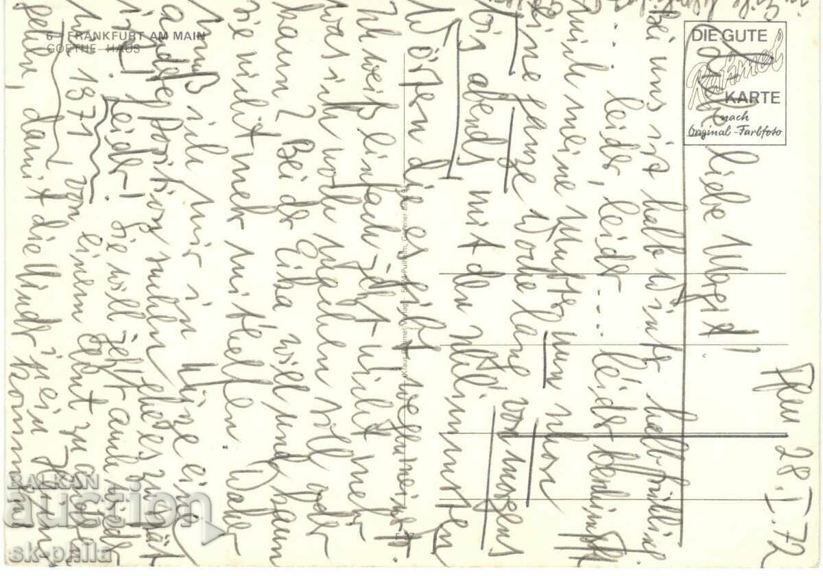 Old postcard - Frankfurt, Goethe House - Volkswagen with price 0.70 BGN | € 0.36 Old postcard - Frankfurt, Goethe House - Volkswagen with price 0.70 BGN | € 0.36