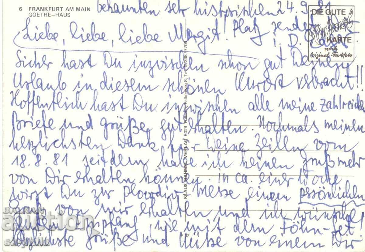 Old postcard - Frankfurt, Goethe House - Volkswagen with price 0.70 BGN | € 0.36 Old postcard - Frankfurt, Goethe House - Volkswagen with price 0.70 BGN | € 0.36