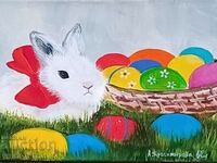 Author painting "EASTER RABBIT/canvas/signed