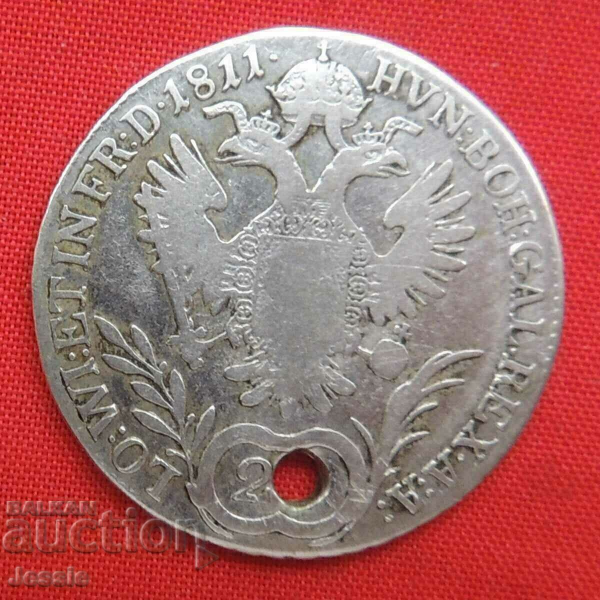 20 Kreuzer Austro-Ungaria 1811 B Argint - Franz I