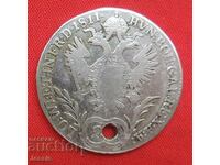 20 кройцера Австроунгария 1811 B сребро - Франц I