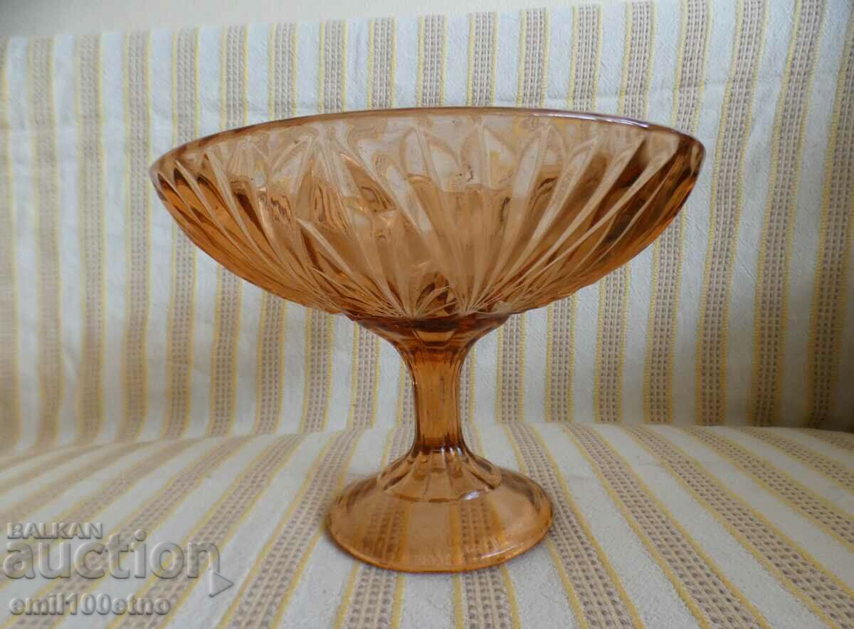 Old beautiful colored glass fruit bowl