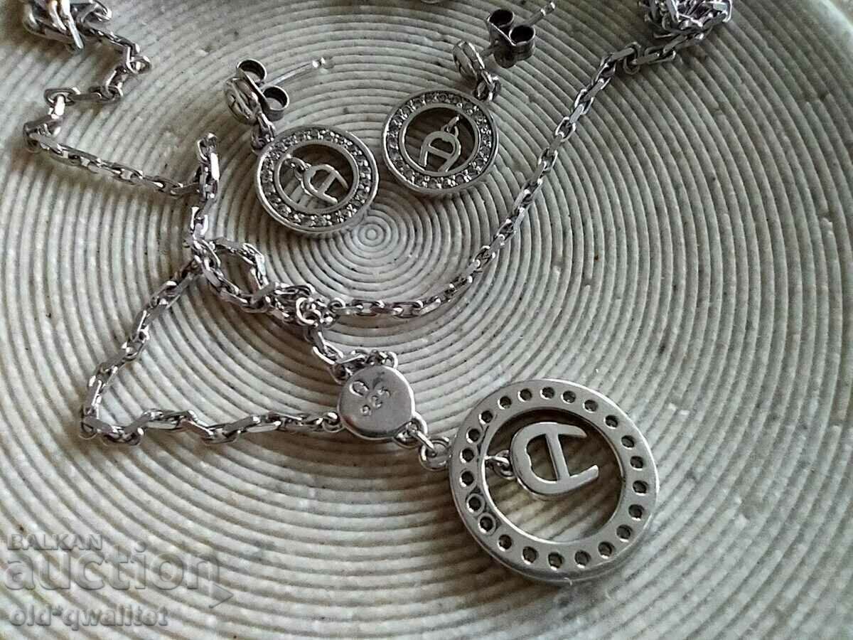 Silver Necklace with Earrings, Silver 925, Stamps, Aigner - 5 Silver Necklace with Earrings, Silver 925, Stamps, Aigner - 5