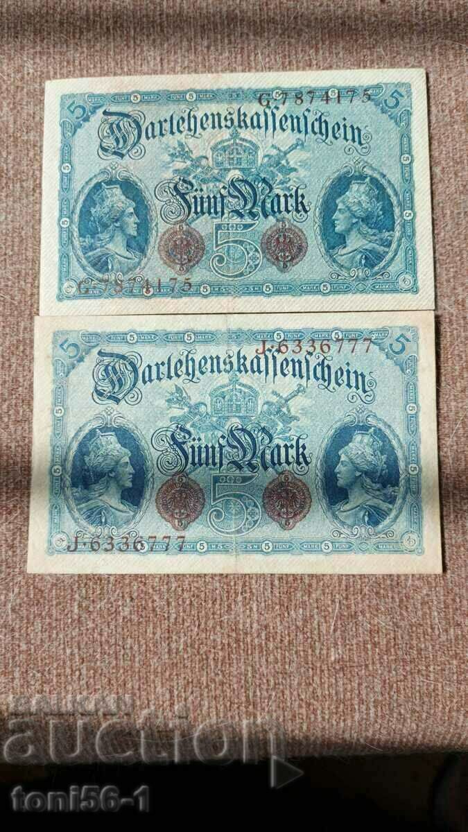 Germania 2x 5 timbre 1914 - pot fi vândute și separat
