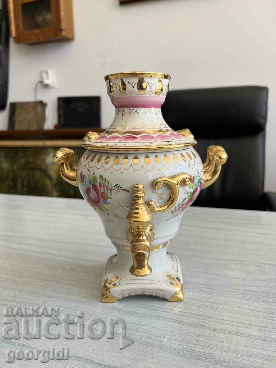 Old porcelain samovar Gzhela samovar. #3717