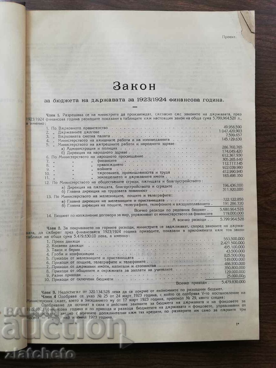 Budget Act for 1923-1924 and other draft laws. - 5 Budget Act for 1923-1924 and other draft laws. - 5