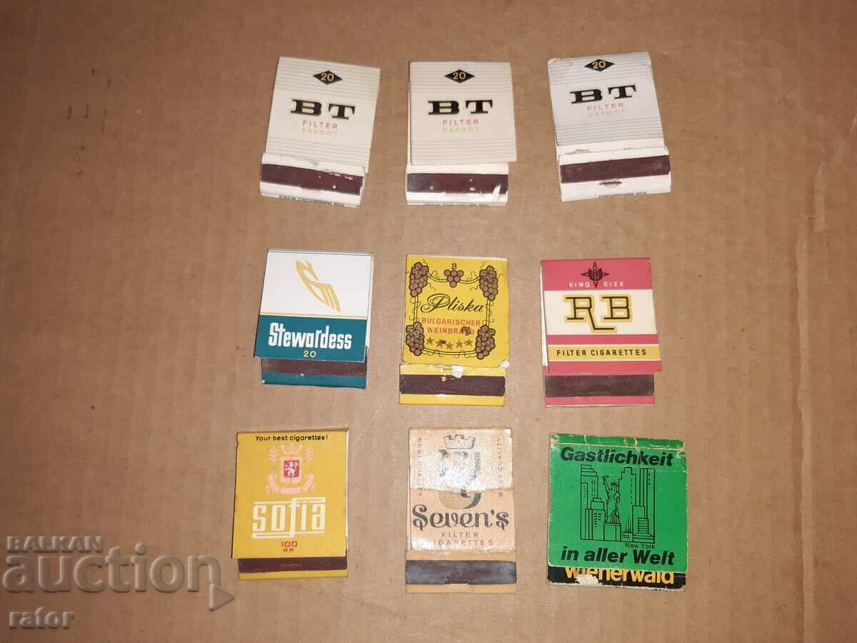 Стари български кибрити , кибрит - реклама цигари - 9 броя