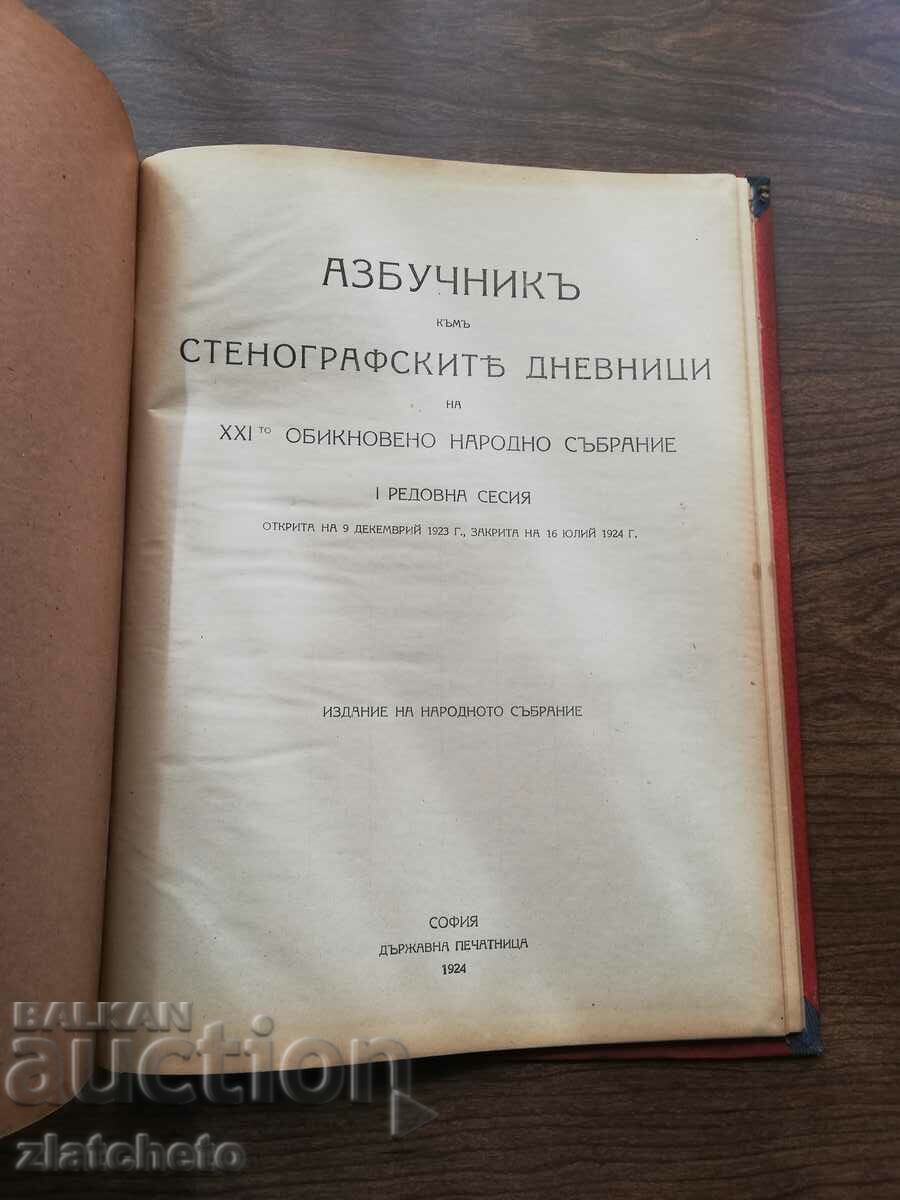 Ghid alfabetic al jurnalului de perete al XXI ONS, sesiunea I regulată. 1924
