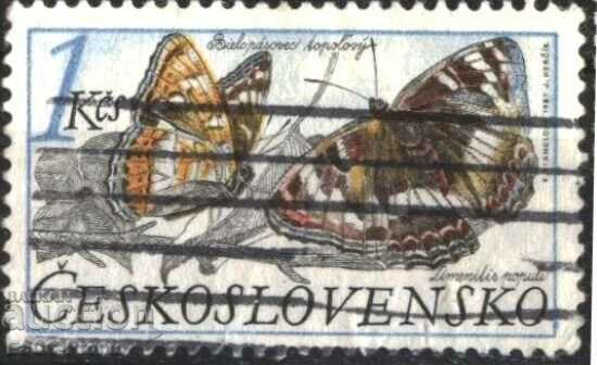 Stamped stamp Fauna Butterflies 1987 from Czechoslovakia