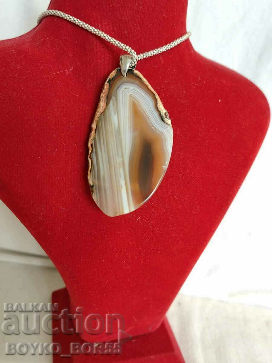 Auction Locket Pendant Silver Polished Double Sided Agate Auction Locket Pendant Silver Polished Double Sided Agate
