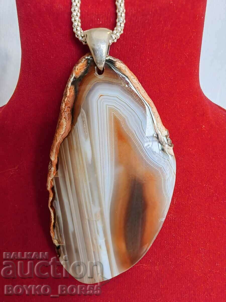 Locket Pendant Silver Polished Double Sided Agate - 6 Locket Pendant Silver Polished Double Sided Agate - 6