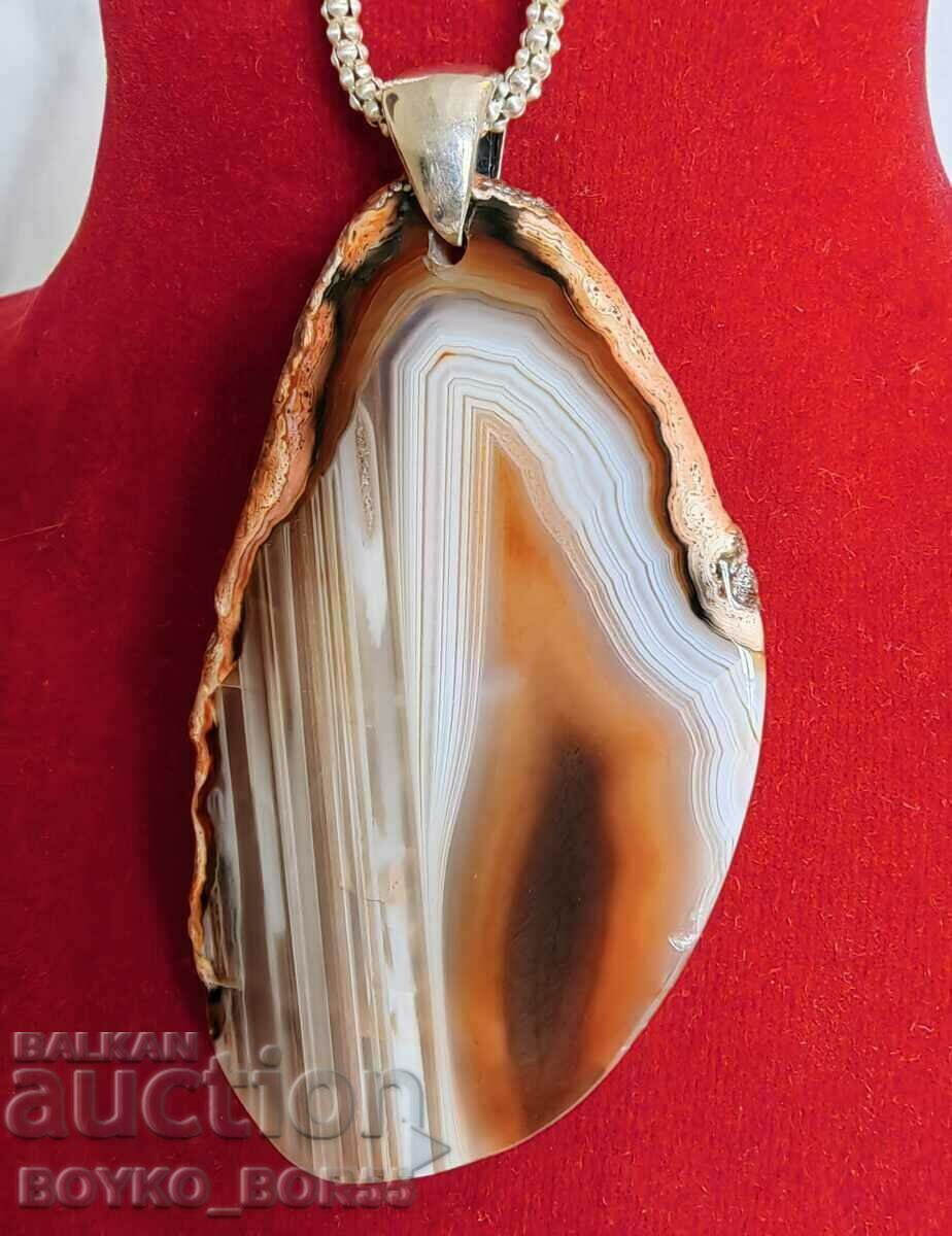 Locket Pendant Silver Polished Double Sided Agate