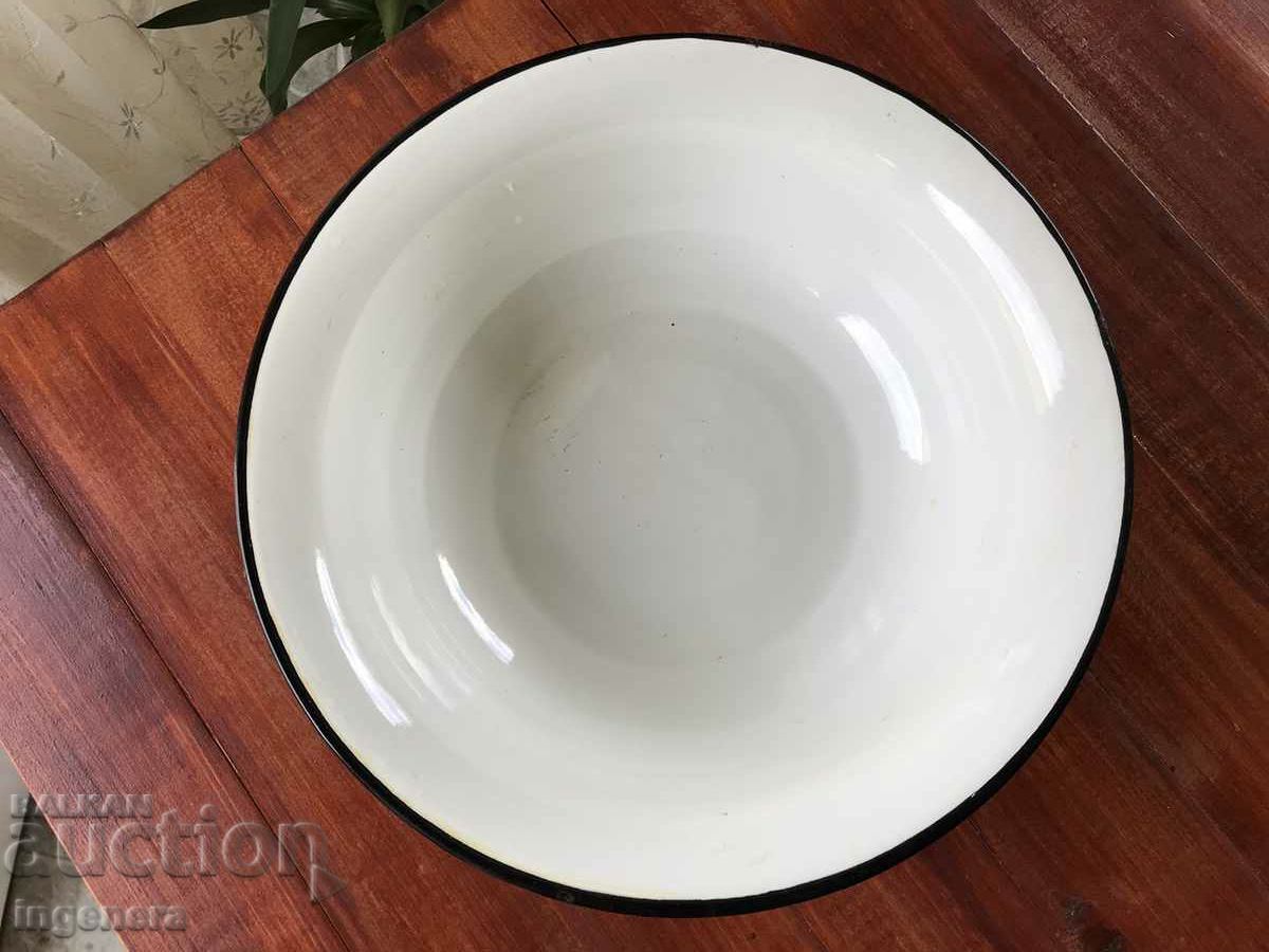 PAN PAN METAL BOWL LARGE ENAMELED-USSR - 5 PAN PAN METAL BOWL LARGE ENAMELED-USSR - 5