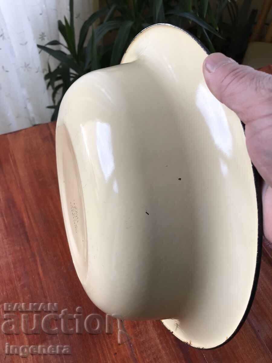PAN PAN METAL BOWL LARGE ENAMELED-USSR - 6 PAN PAN METAL BOWL LARGE ENAMELED-USSR - 6