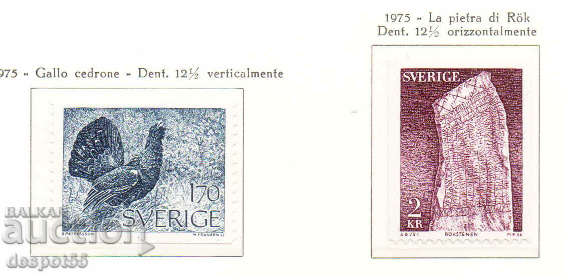 1975. Σουηδία. Αρσενικό Grouse και Runestone στο Ryok.